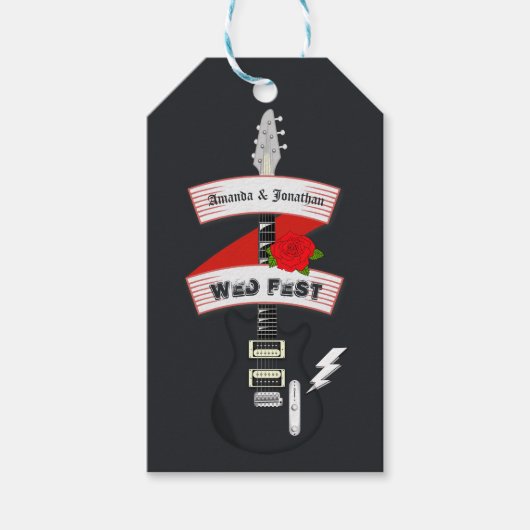 Rock and Roll Bruiloft Cadeaulabel (Voorkant)