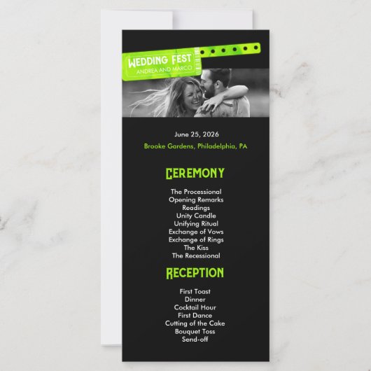 Rock and Roll Bruiloft Festival Bruiloft Programma (Voorkant)