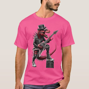 Rock And Roll Dinosaur Goth Dino Punk Rock Gitaar T-shirt