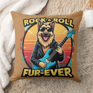 Rock and Roll Duitse Herder Retro Sunset Art Kussen