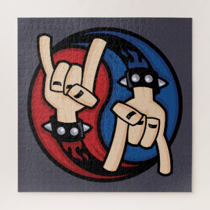 Rock and Roll Duivelhoorns Yin Yang Legpuzzel