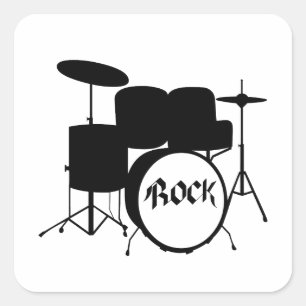 Rock and Roll elektrische en akoestische drumstel Vierkante Sticker