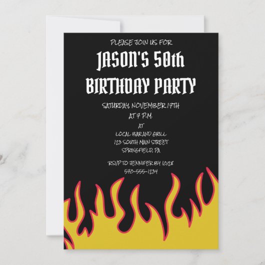 Rock and Roll Flames Mannen Kaart (Voorkant)