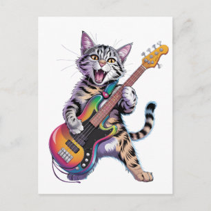 Rock And Roll gitaar spelende kat Briefkaart