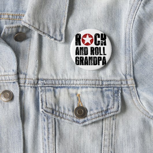 Rock and Roll Grandpa Ronde Button 5,7 Cm (In situ)