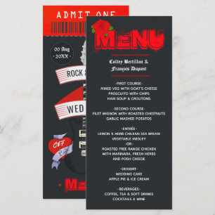 Rock and Roll Huwelijks Ticket Menu