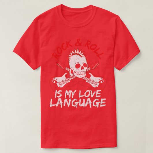 Rock and Roll is My Love Language Guitarist Guitar T-shirt (Design voorkant)