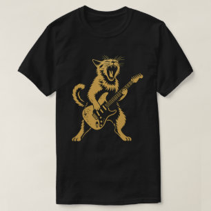 Rock and Roll Kat die Gitaar Speelt Grappige Muz T-shirt