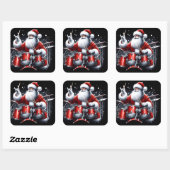 Rock and Roll Kerstmis met de Kerstman Vierkante Sticker (Vel)