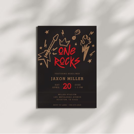 Rock and Roll Kinderen Metal 1e verjaardag Kaart