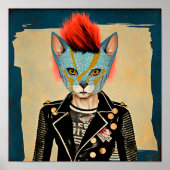 Rock and Roll Kitty - Art de poster de chat punk (Devant)