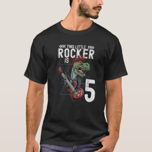 Rock and Roll Music T Rex Dinosaur 5th Birthday Bo T-shirt