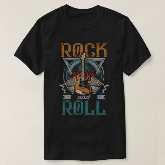 Rock and Roll Music Tee | Guitar & Wings T-shirt (Design voorkant)