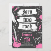 Rock and Roll Party Born Two Rock 2nd Birthday Kaart (Voorkant)