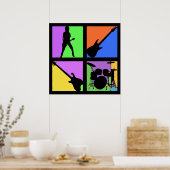 ROCK AND ROLL RETRO SQUARES POSTER (Cuisine)