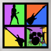 ROCK AND ROLL RETRO SQUARES POSTER (Devant)