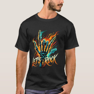 Rock And Roll Skelet Hand Grafisch Laat Rock On B T-shirt