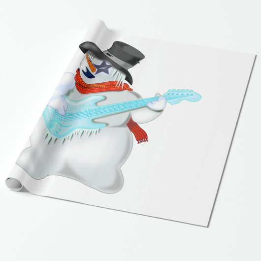 Rock and Roll Snowman inpakpapier (Uitgerold)