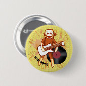 Rock and Roll Sock Monkey aangepaste naam Ronde Button 5,7 Cm (Voorkant /achterkant)