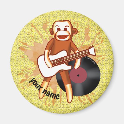 Rock and Roll Sock Monkey Magneet (Voorkant)