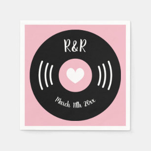 Rock and roll thema vinyl muziek opnemen bruiloft servet