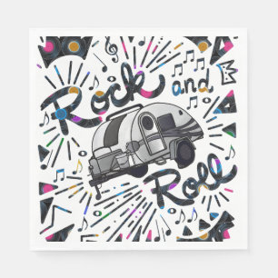 Rock and Roll Travel Trailer Records Muziek Thema Servet