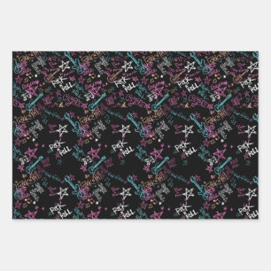 Rock and Roll Verjaardagspapier Inpakpapier Vel