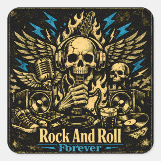 Rock And Roll Voor Altijd – Eeuwige Muziek Trots Vierkante Sticker