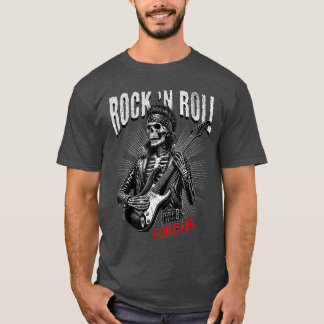 Rock and Roll Voor Altijd Skelet Gitaar Spelende P T-shirt