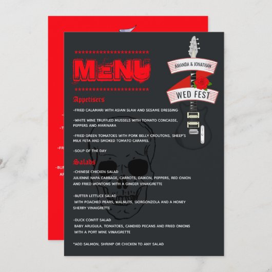Rock and Roll Wedding Menu (Voorkant / Achterkant)