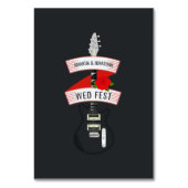 Rock and Roll Wedding Monogram Kaart (Achterkant)