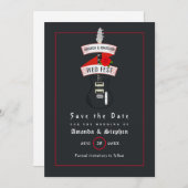 Rock and Roll Wedding Monogram Save the Date (Voorkant / Achterkant)