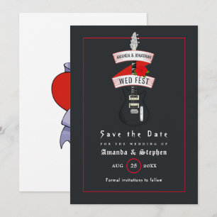 Rock and Roll Wedding Monogram Save the Date