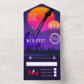Rock and Roll Wedding Rockfest All In One Uitnodiging (Binnen)