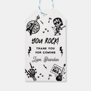 Rock and Roll Zwart & Wit Verjaardagsfeest Cadeaulabel