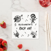 Rock and Roll Zwart & Wit Verjaardagsfeest Servet (Insitu)