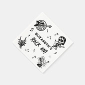 Rock and Roll Zwart & Wit Verjaardagsfeest Servet (Hoek)