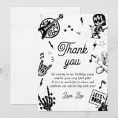Rock and Roll Zwart Witte Verjaardagskaart Bedankt Kaart (Voorkant / Achterkant)
