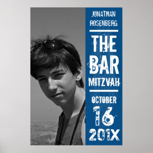 Rock Band Bar Mitzvah Poster en bleu