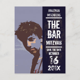 Rock Band Bar Mitzvah Save the Date Aankondigingskaart