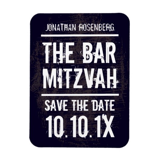 Rock Band Bar Mitzvah Save the Date Magnet, Black Magneet (Verticaal)