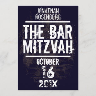 Rock Band Bar Mitzvah Uitnodiging Al Type in Zwart