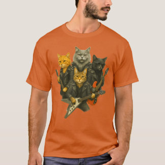 Rock Band Cats Funny Guitar Music Lover Cat funny T-shirt