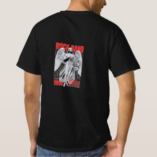 Rock Band Engel Grafische Achterprint Zwarte T-Shi T-shirt