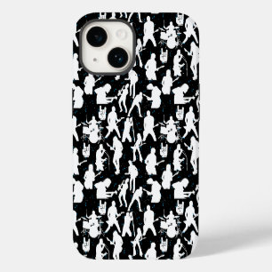 Rock Band Silhouette Pattern.w Black BG iPhone 14 Hoesje