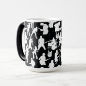 Rock Band Silhouette Pattern.w Black BG Magische Mok (Voorkant links)