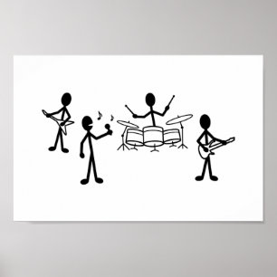 Rock Band Stick Figuur Poster