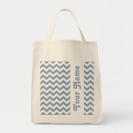 Rock Blue Safari Chevron met aanpasbare naam Tote Bag
