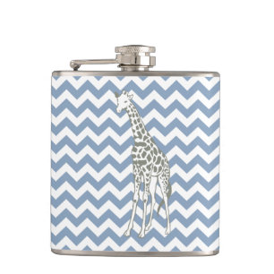 Rock Blue Safari Chevron met Pop Art Giraffe Heupfles