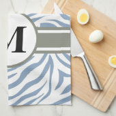 Rock Blue Safari Zebra met monogram Theedoek (Quarter Fold)